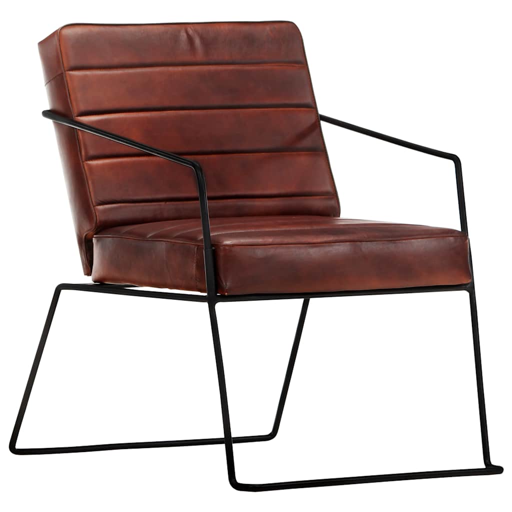 Armchair, dark brown, genuine leather