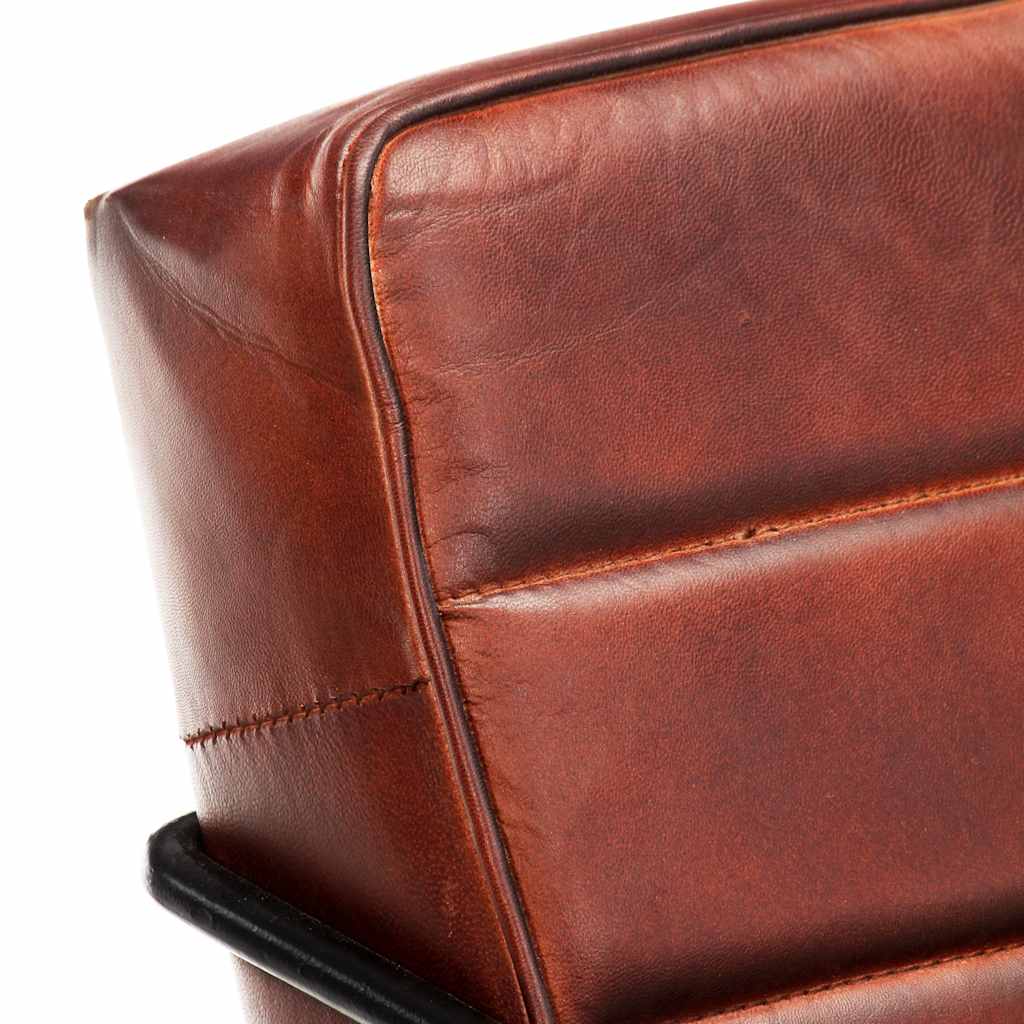 Armchair, dark brown, genuine leather