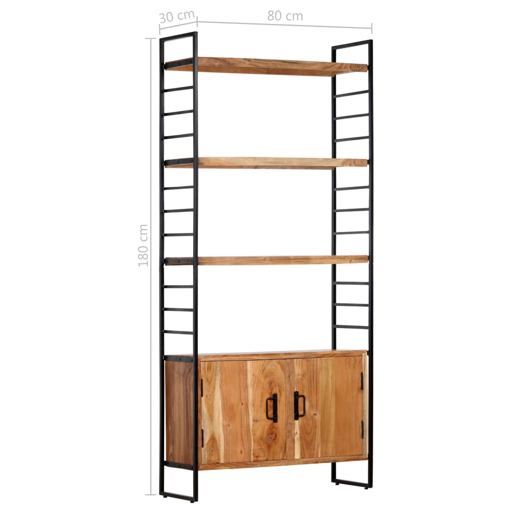 Bookcase, 4-tier, 80x30x180cm, solid acacia wood