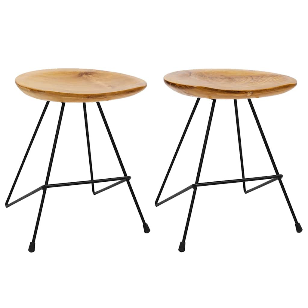 Stools, 2 pcs., solid teak wood