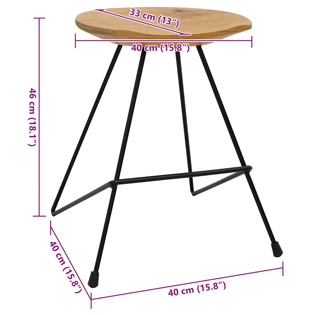 Stools, 2 pcs., solid teak wood