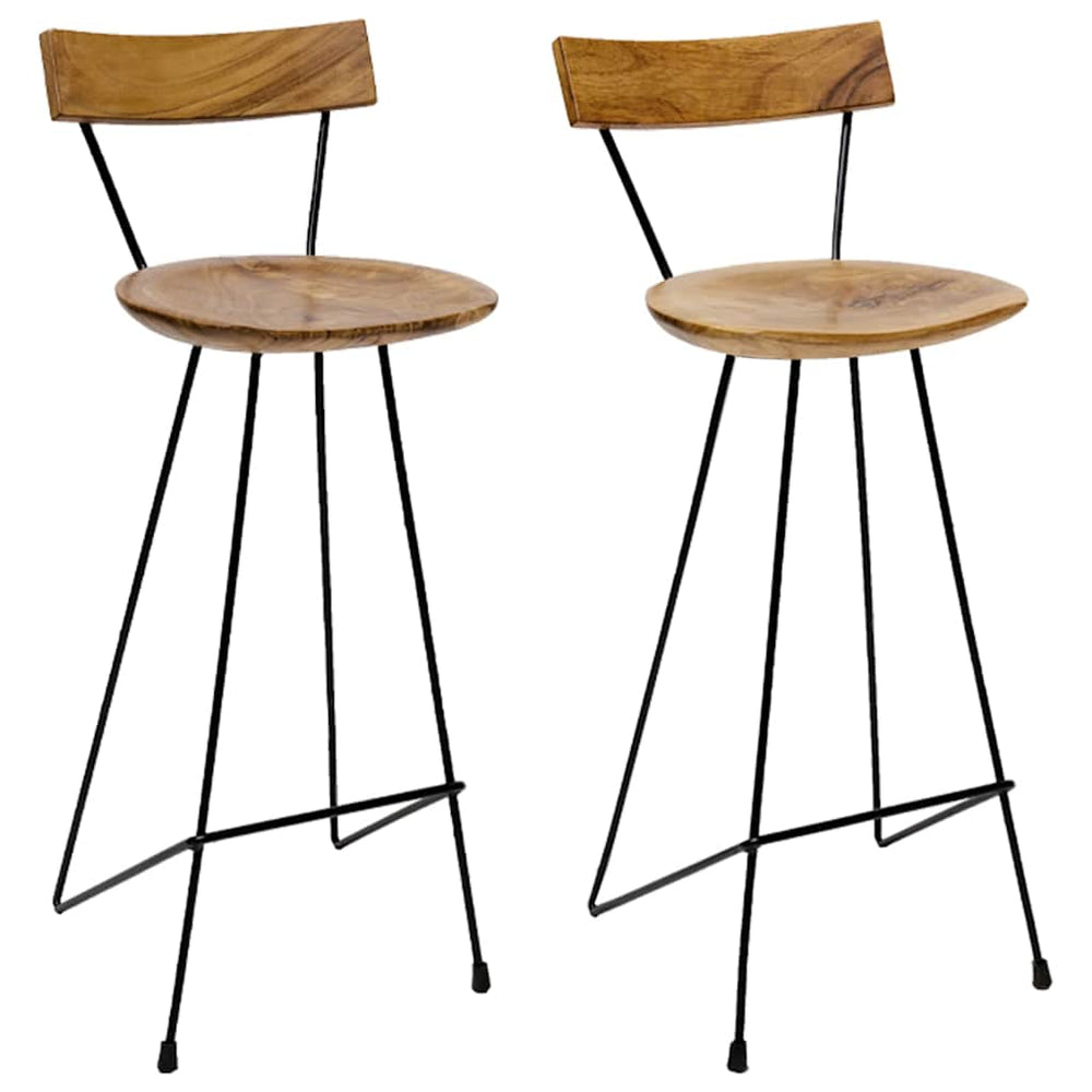 Bar stools, 2 pcs, solid teak wood