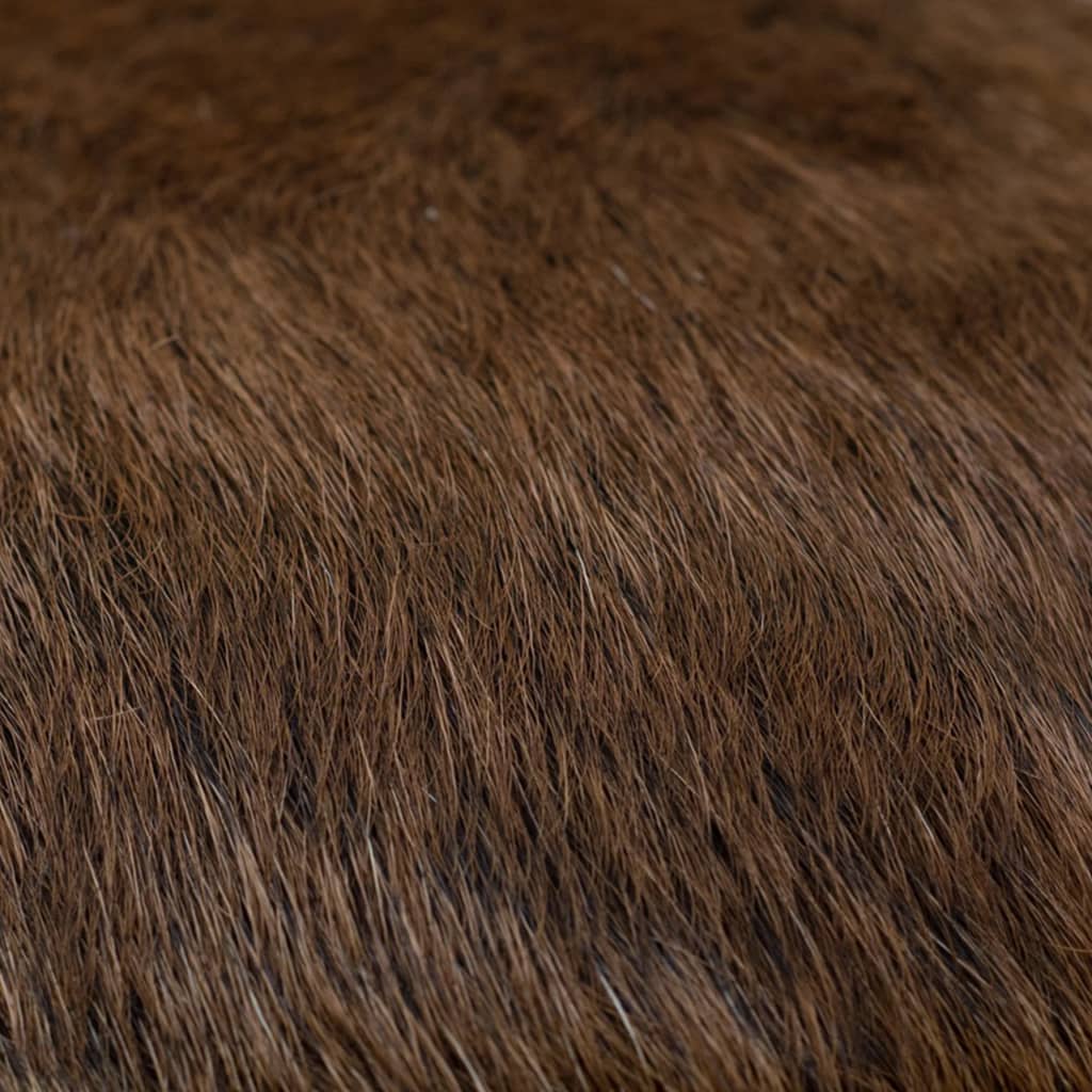 Goat skin and solid teak stool