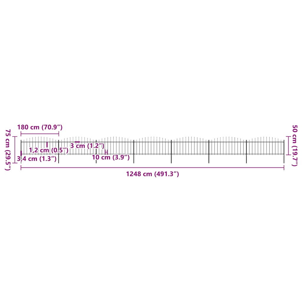 Sodo tvora su iečių viršug., juoda, (0,5-0,75)x11,9m, plienas