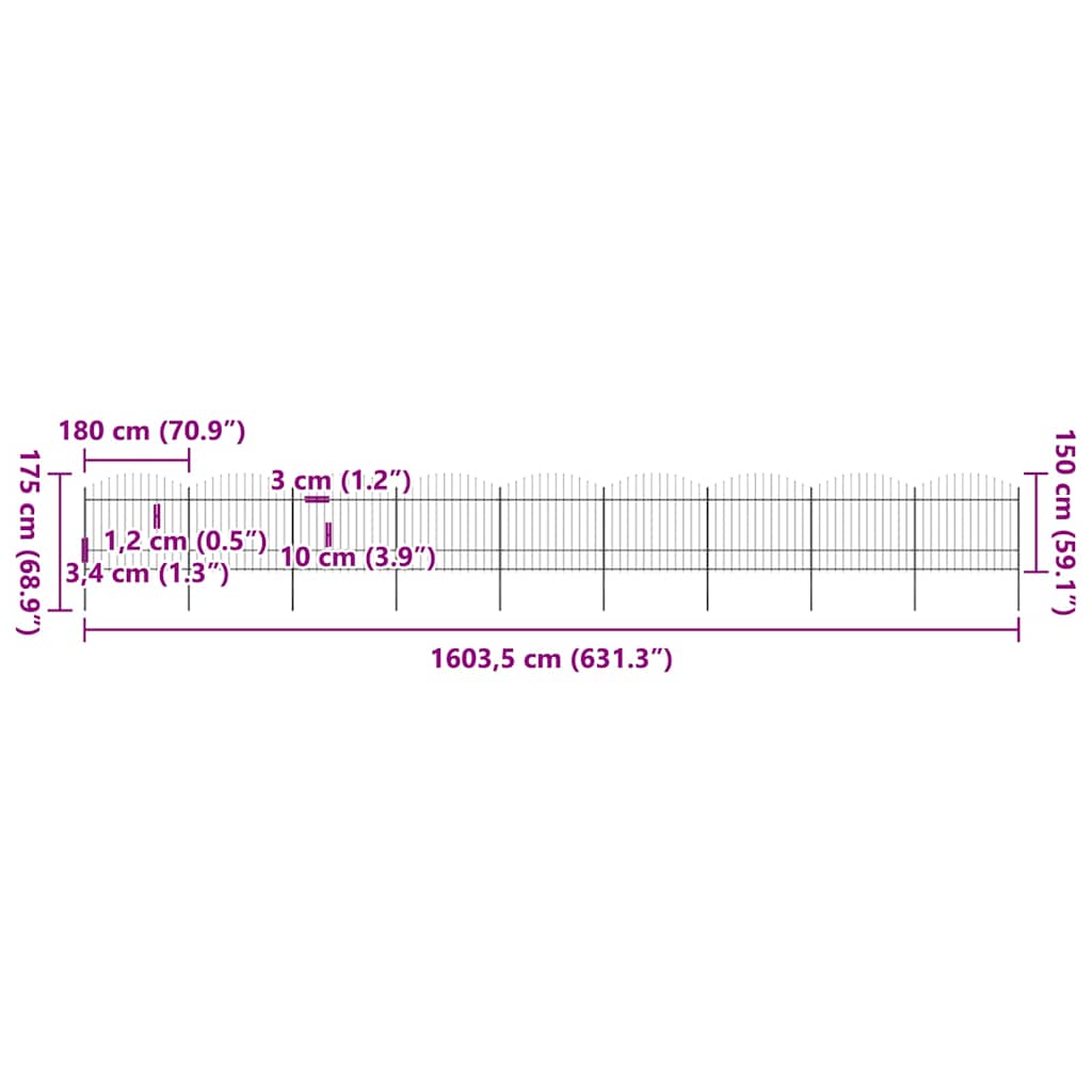 Sodo tvora su iečių viršug., juoda, (1,5-1,75)x15,3m, plienas