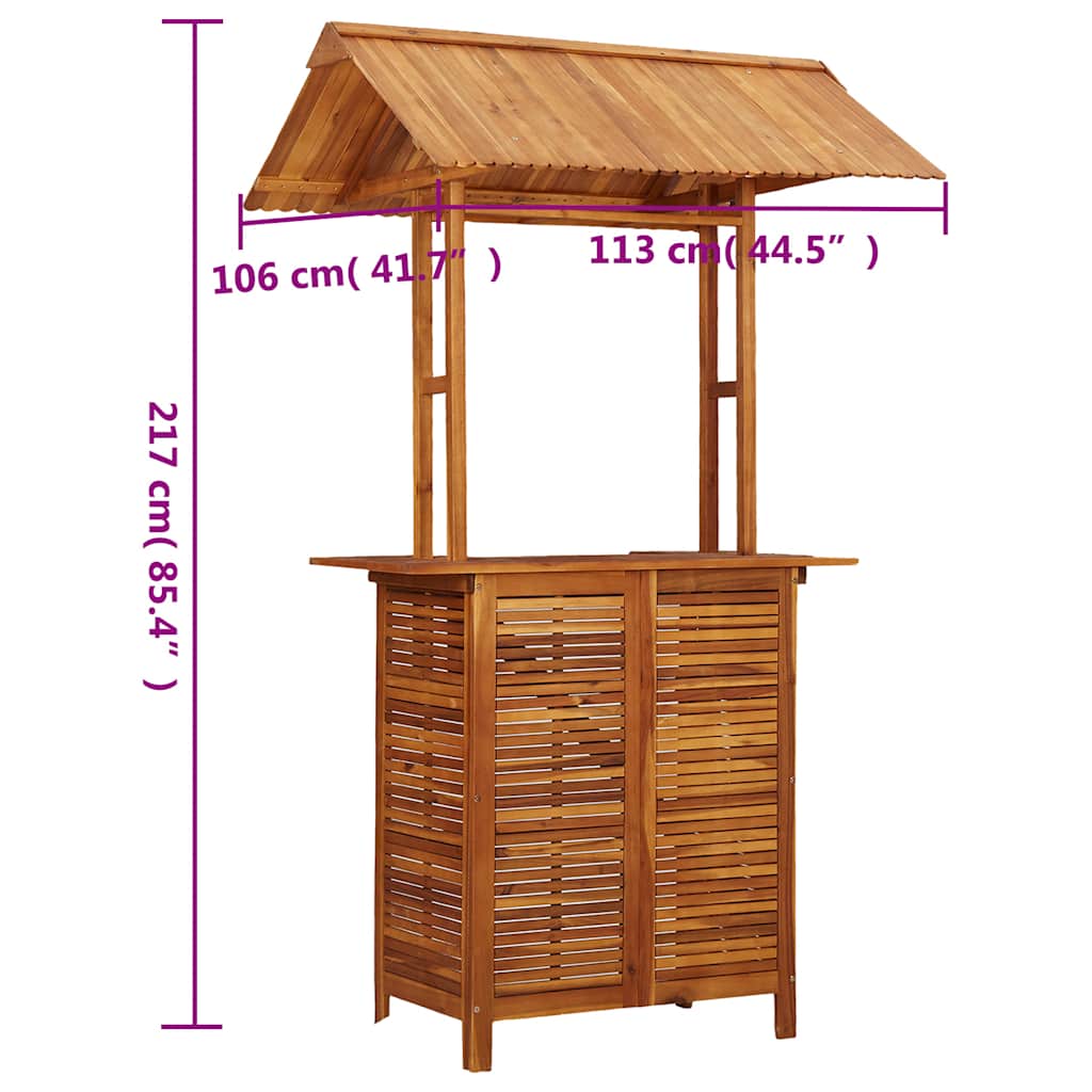 Lauko baro stalas su stogeliu, 113x106x217cm, akacijos masyvas