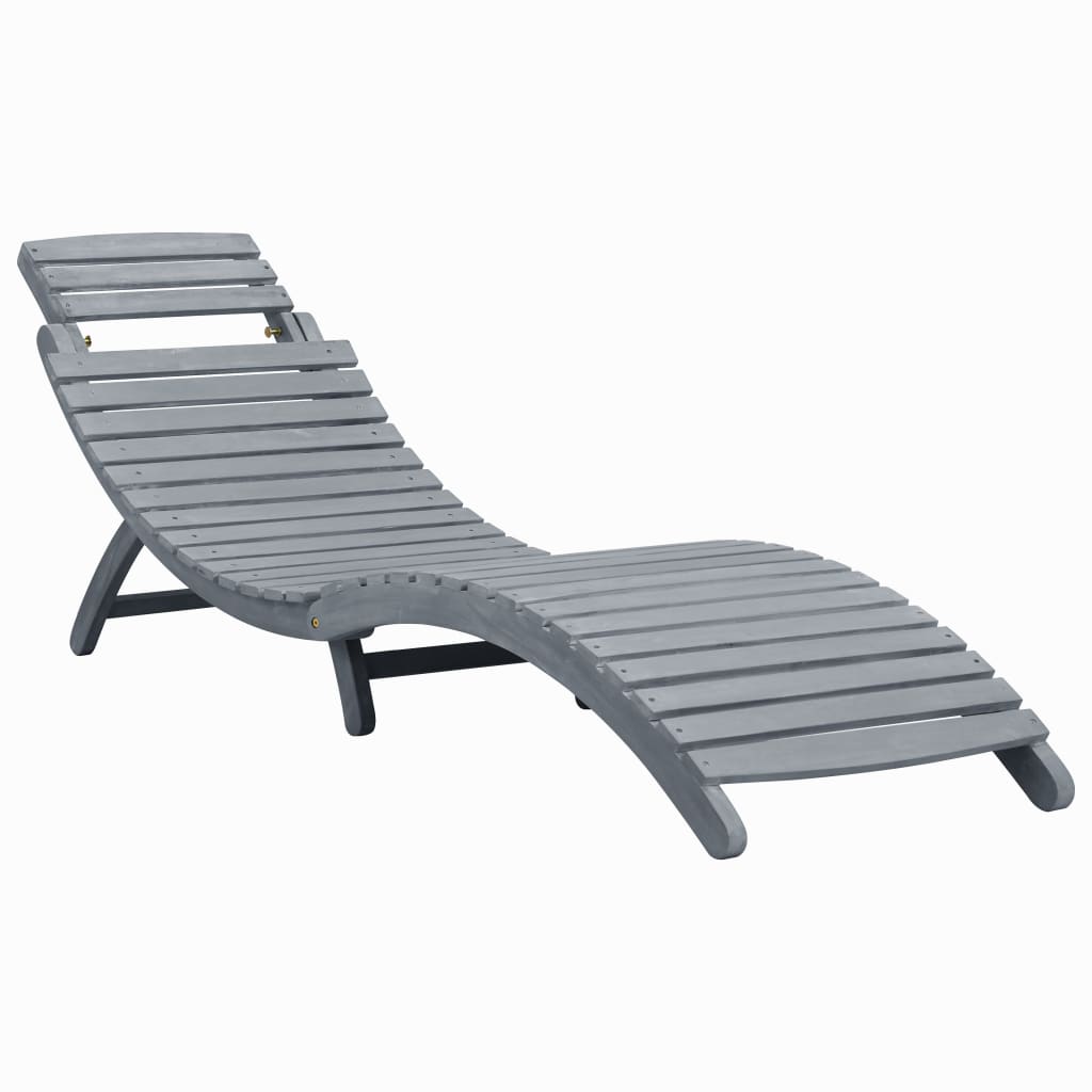 Sun lounger, whitewashed grey, solid acacia