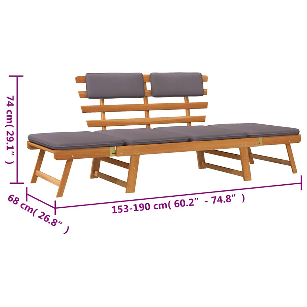 2-1 Sodo sofa su pagalvėmis, 190cm, akacijos medienos masyvas