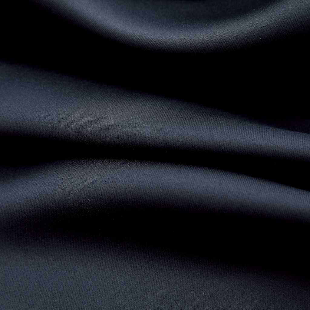 Naktinės užuolaidos su žiedais, 2vnt., juodos, 140x175cm