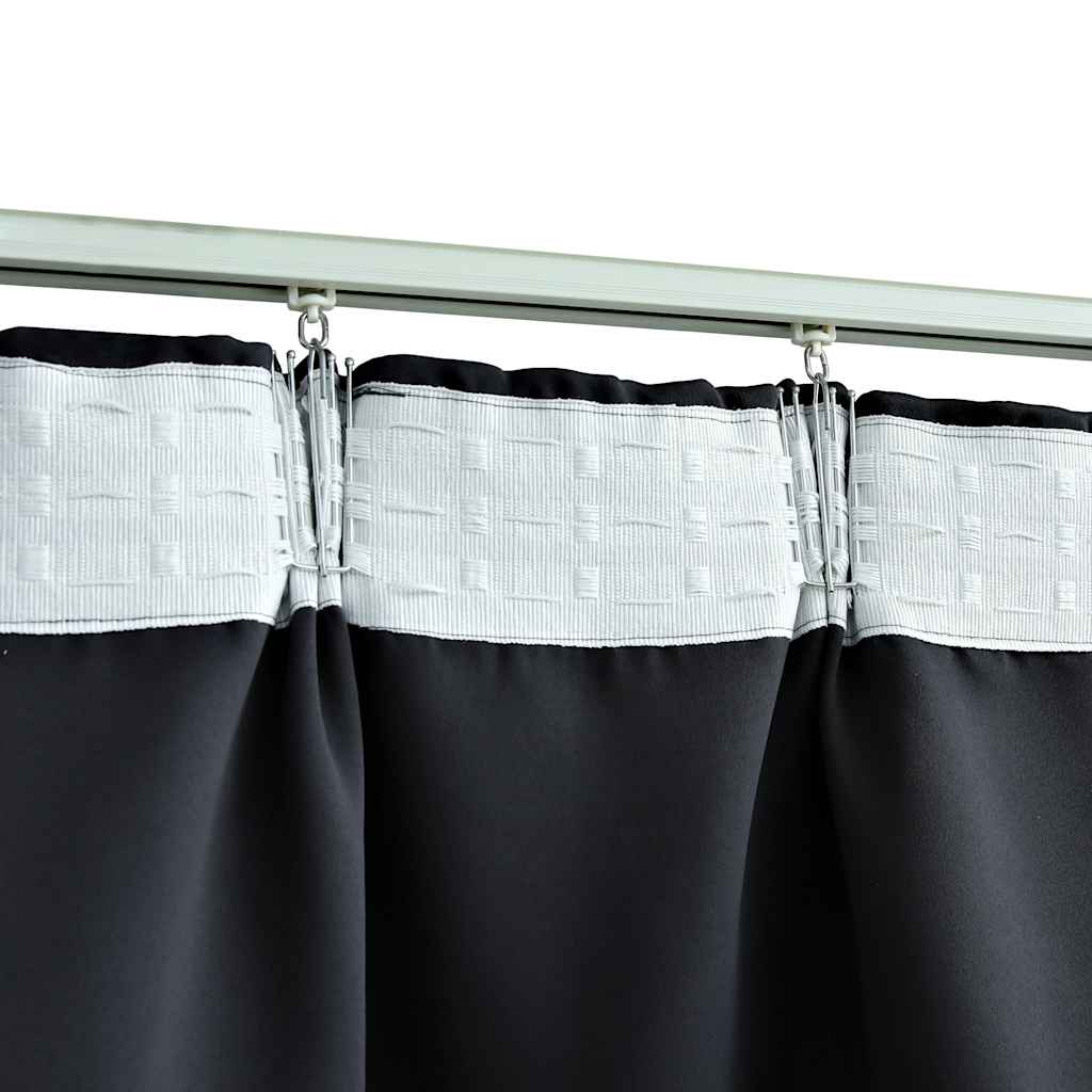 Blackout curtain with hooks, black, 290x245cm