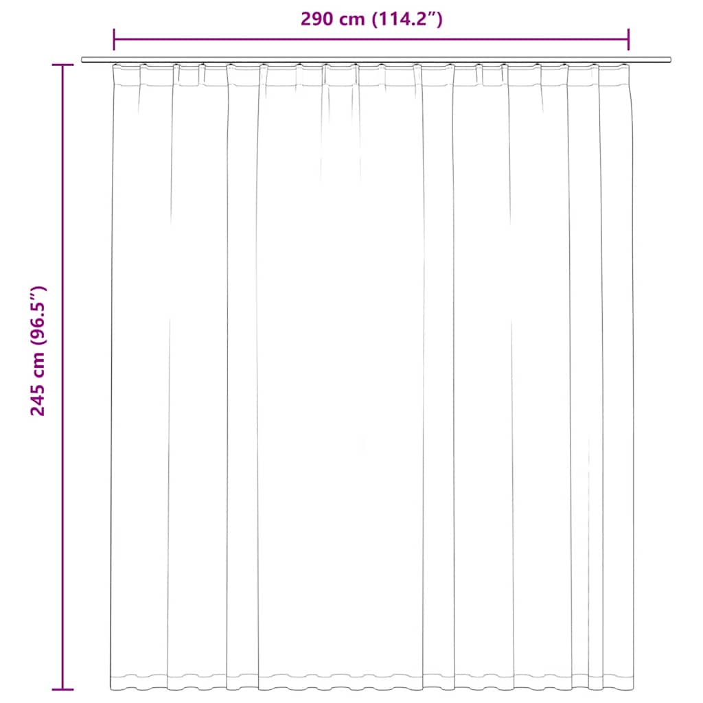 Blackout curtain with hooks, black, 290x245cm