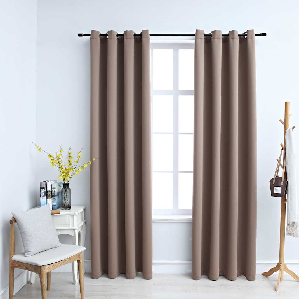 Eyelet blackout curtains, 2 pcs., taupe, 140x225cm