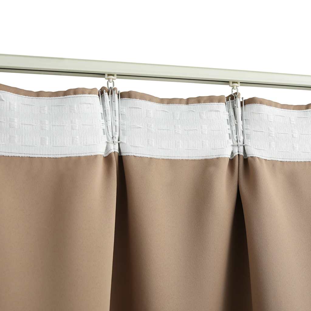 Blackout curtain with hooks, taupe, 290x245cm