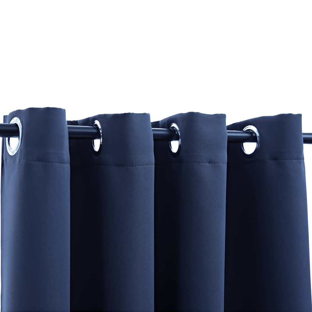 Ring top blackout curtains, 2 pcs, blue, 140x225cm