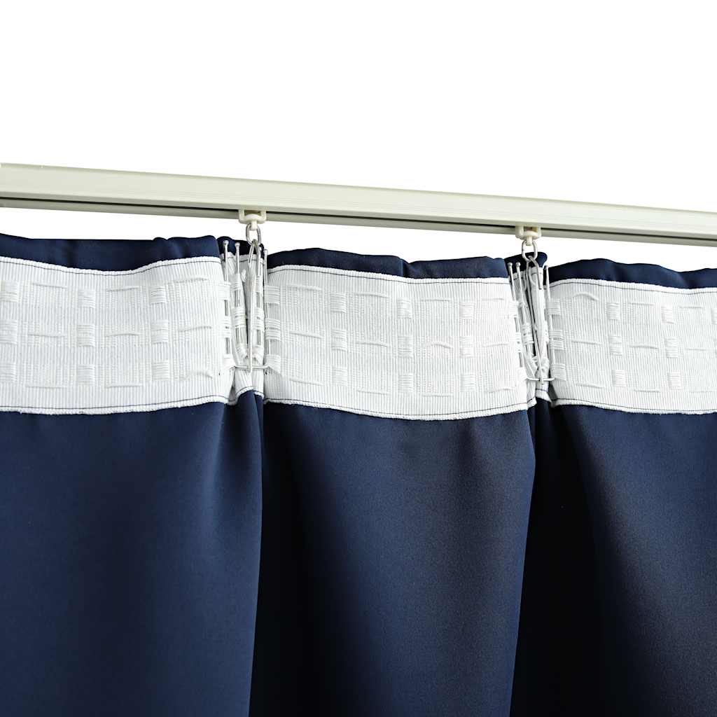 Blackout curtains with hooks, 2 pcs., blue, 140x225cm