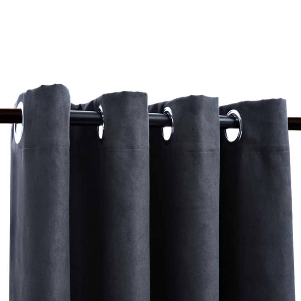 Ring Top Blackout Curtains, 2 pcs., anthracite, 140x175cm