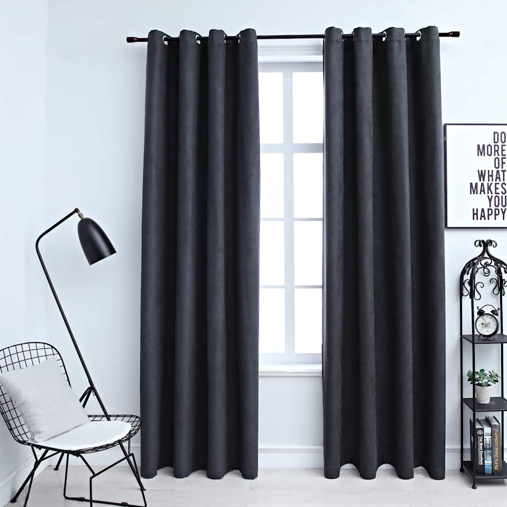 Ring Top Blackout Curtains, 2 pcs., anthracite, 140x175cm