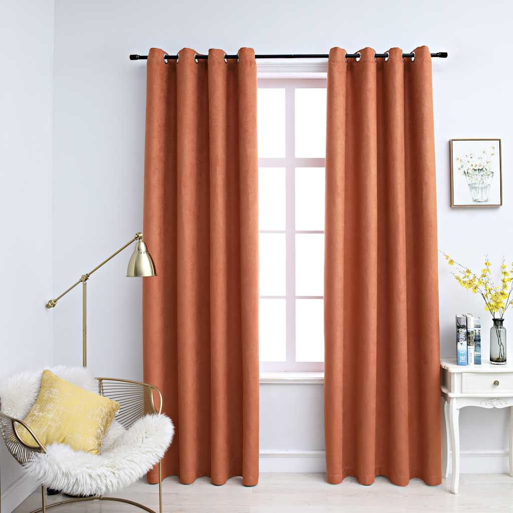 Ring top night curtains, 2 pcs., rust, 140x175cm