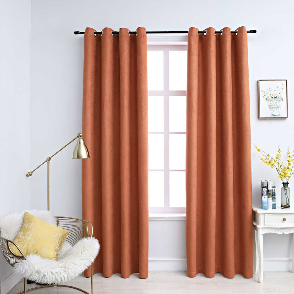 Eyelet blackout curtains, 2 pcs, rust, 140x225cm