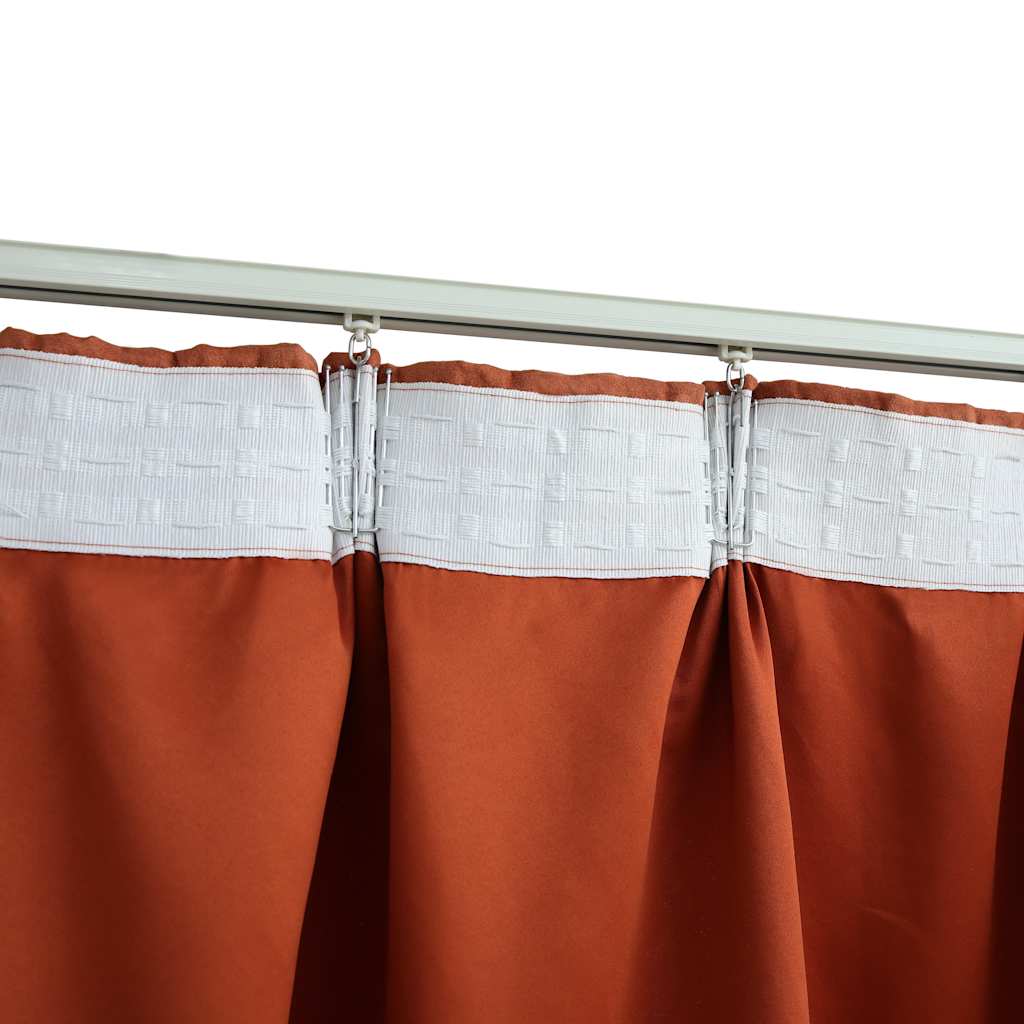 Night curtains with hooks, 2 pcs., rust, 140x225cm