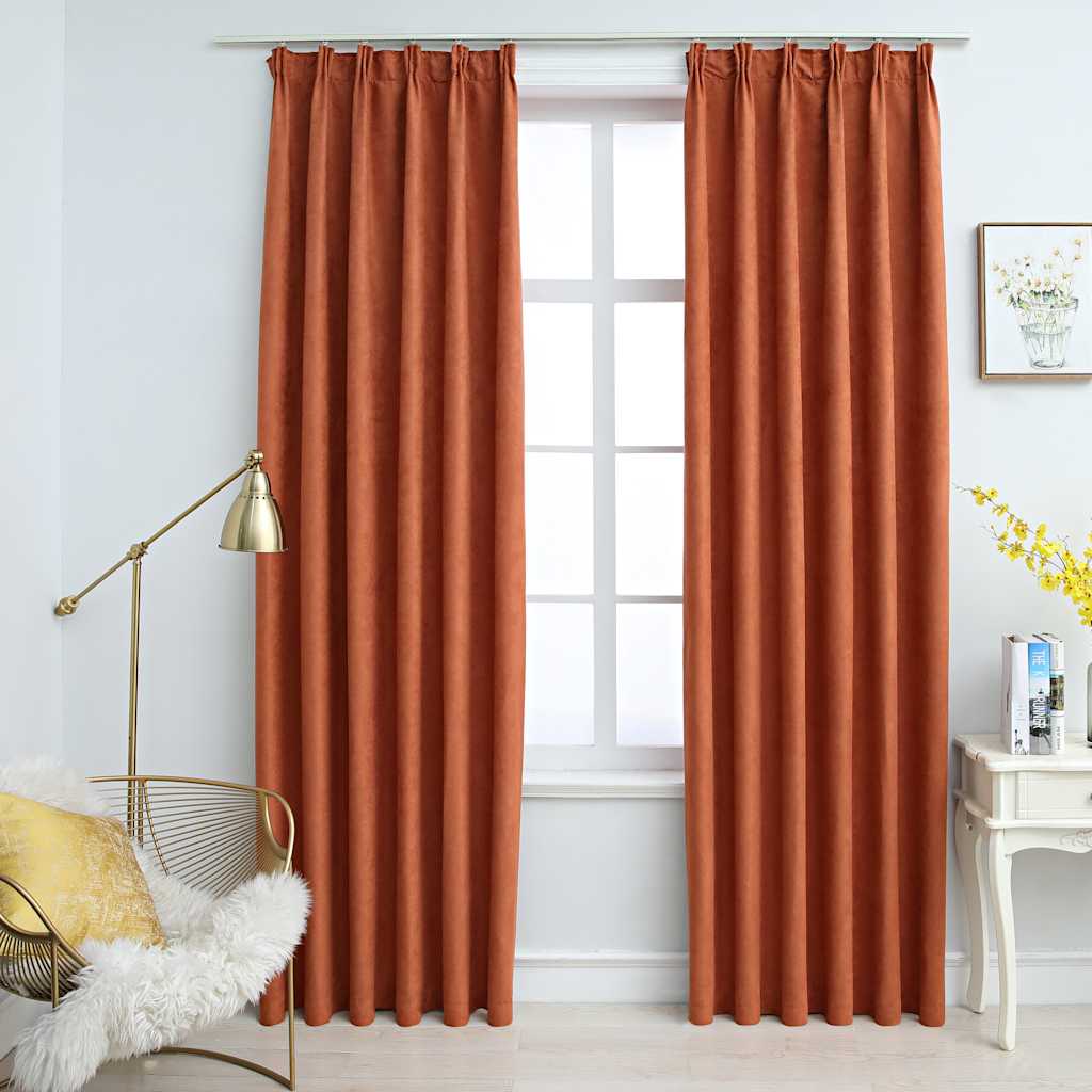 Night curtains with hooks, 2 pcs., rust, 140x225cm
