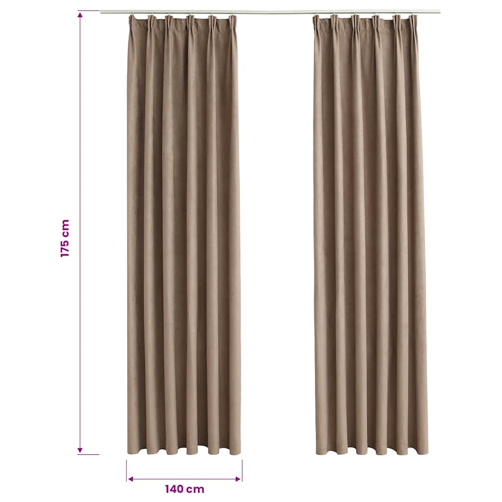 Blackout curtains with hooks, 2 pcs, taupe, 140x175cm