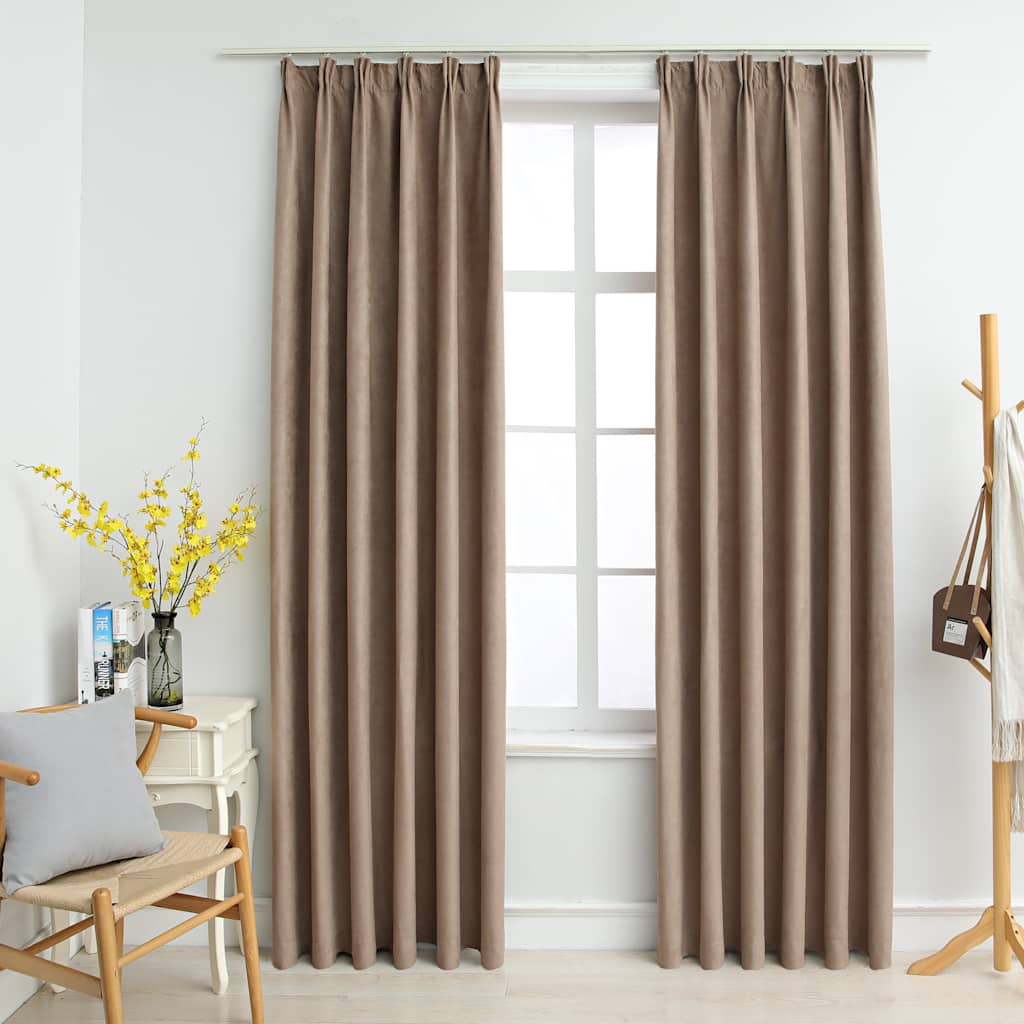 Blackout curtains with hooks, 2 pcs, taupe, 140x175cm