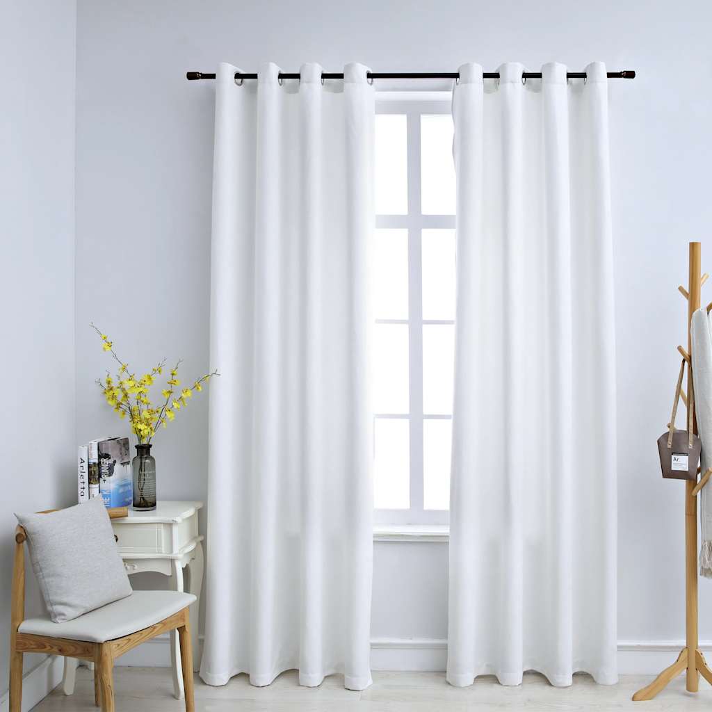 Night curtains with rings, 2 pcs, off-white, 140x225cm