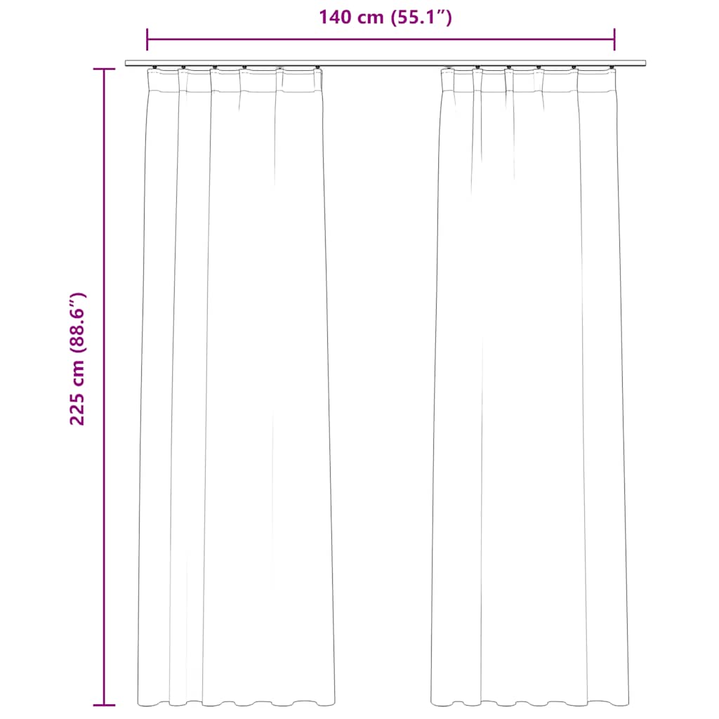 Curtains, 2 pcs., anthracite, 140x225cm, velvet