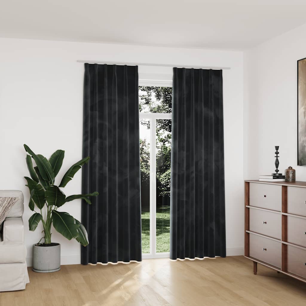 Curtains, 2 pcs., anthracite, 140x225cm, velvet