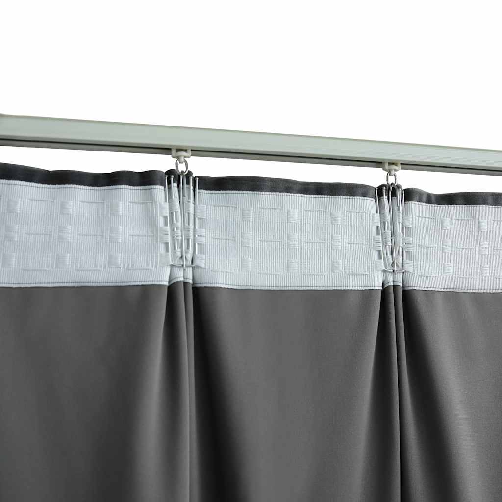 Blackout curtain with hooks, anthracite, 290x245cm, velvet