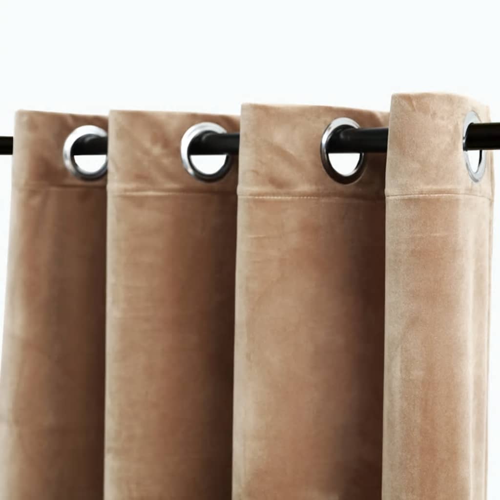 Night curtain with rings, sand, 290x245cm, velvet