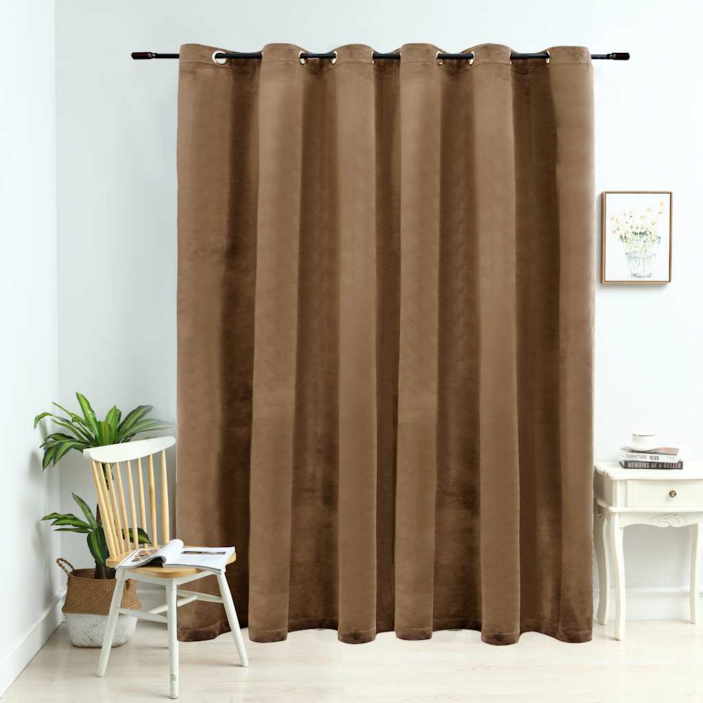 Night curtain with rings, sand, 290x245cm, velvet
