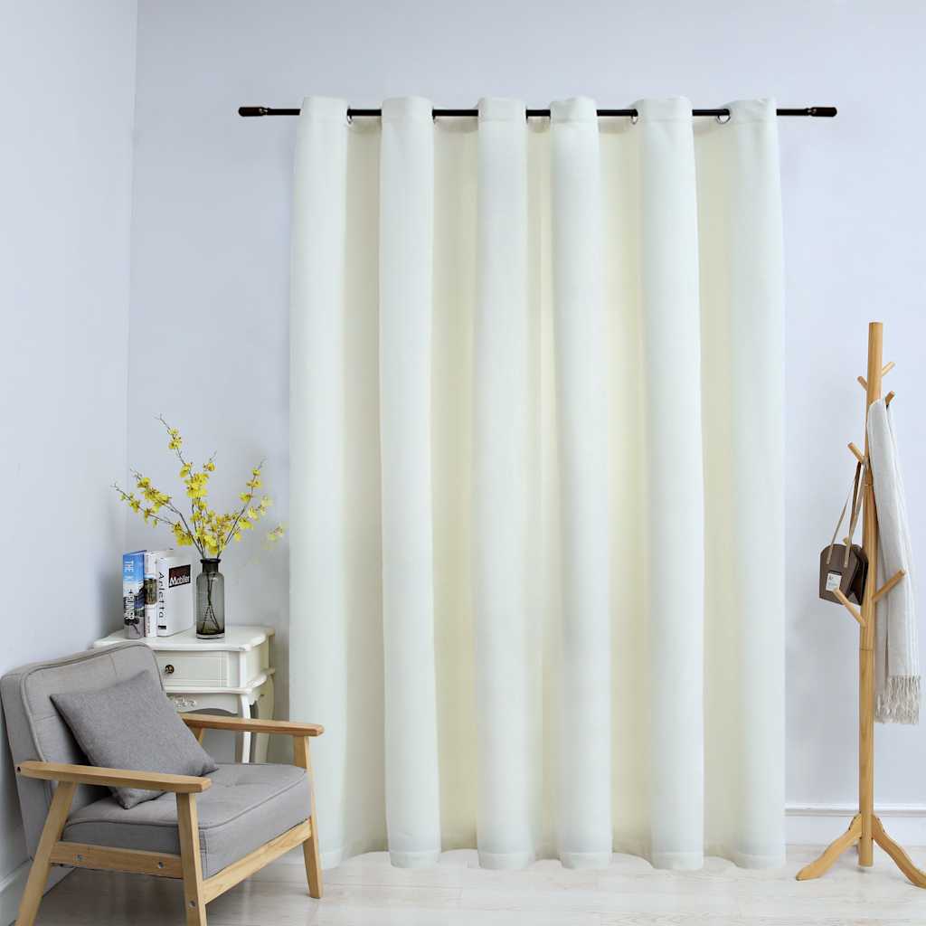 Night curtain with rings, cream, 290x245cm, velvet