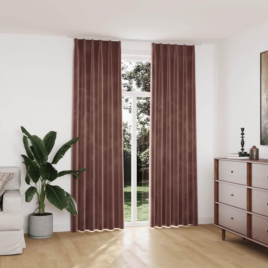 Nakteņu aizkari, 2 gab., novecojuši rozā, 140x245cm, samts