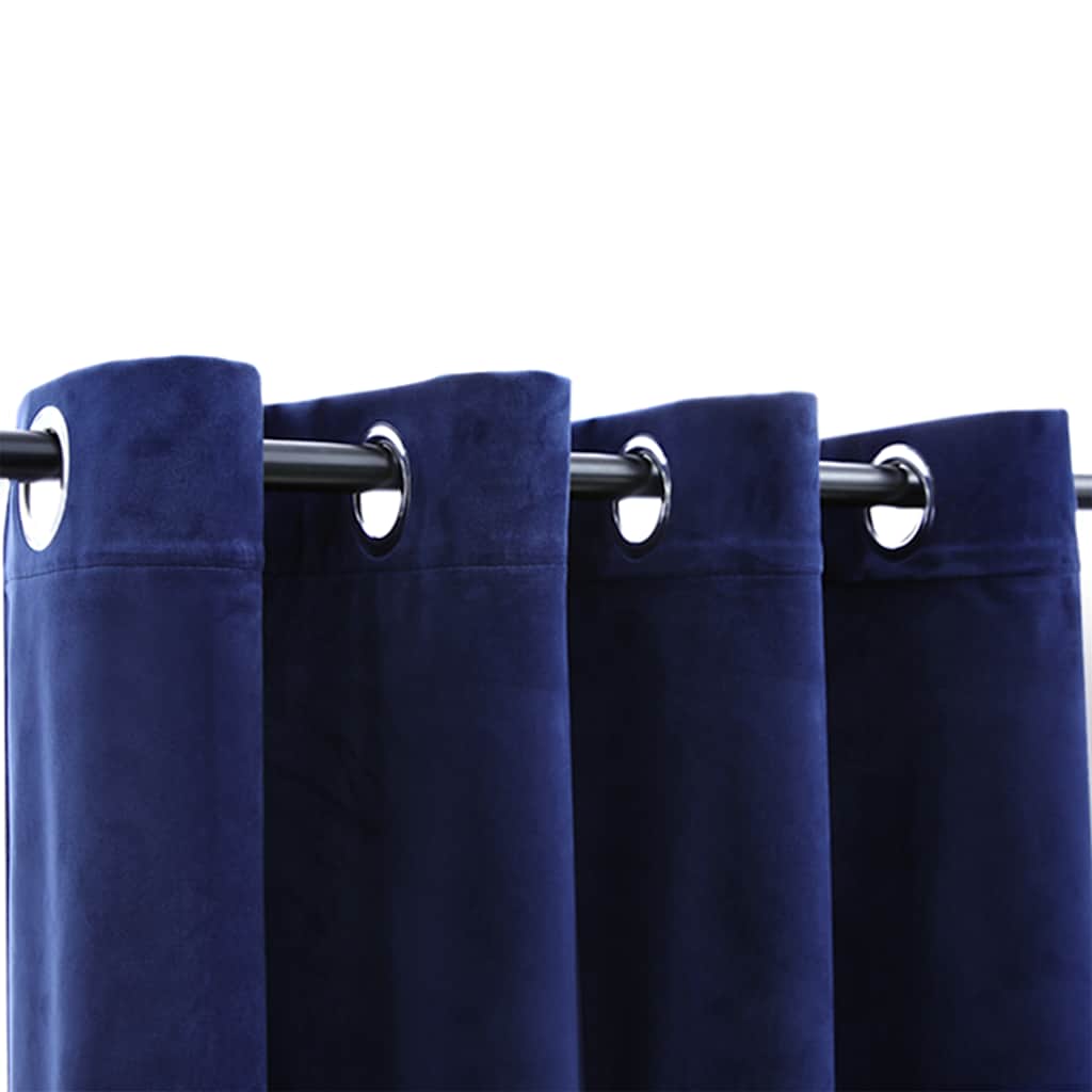 Night curtains, 2 pcs, dark blue, 140x225cm, velvet