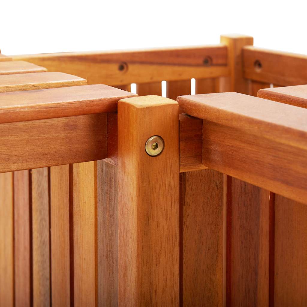 Corner garden bench with planter, 117x117x40cm, acacia