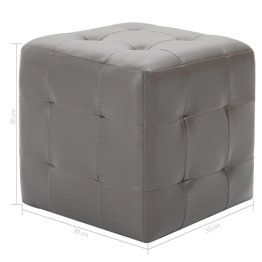 Ottomans, 2 pcs, grey, 30x30x30cm, artificial leather