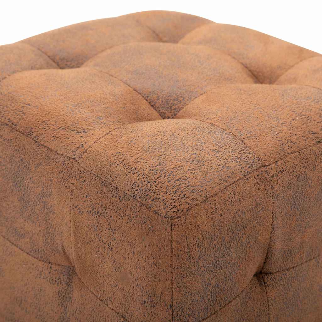 Ottomans, 2 pcs, brown, 30x30x30cm, faux suede