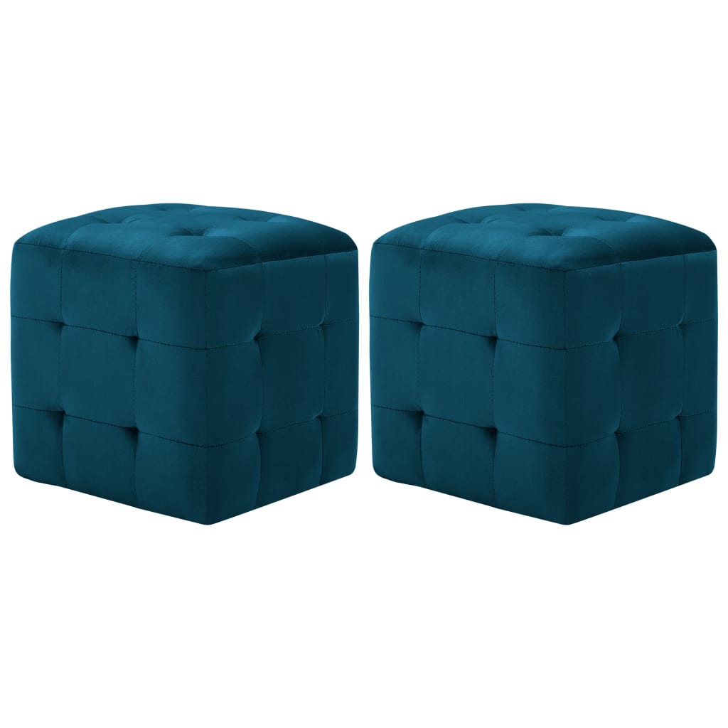 Pufi, 2 gab., zili, 30x30x30 cm, samts (249016)