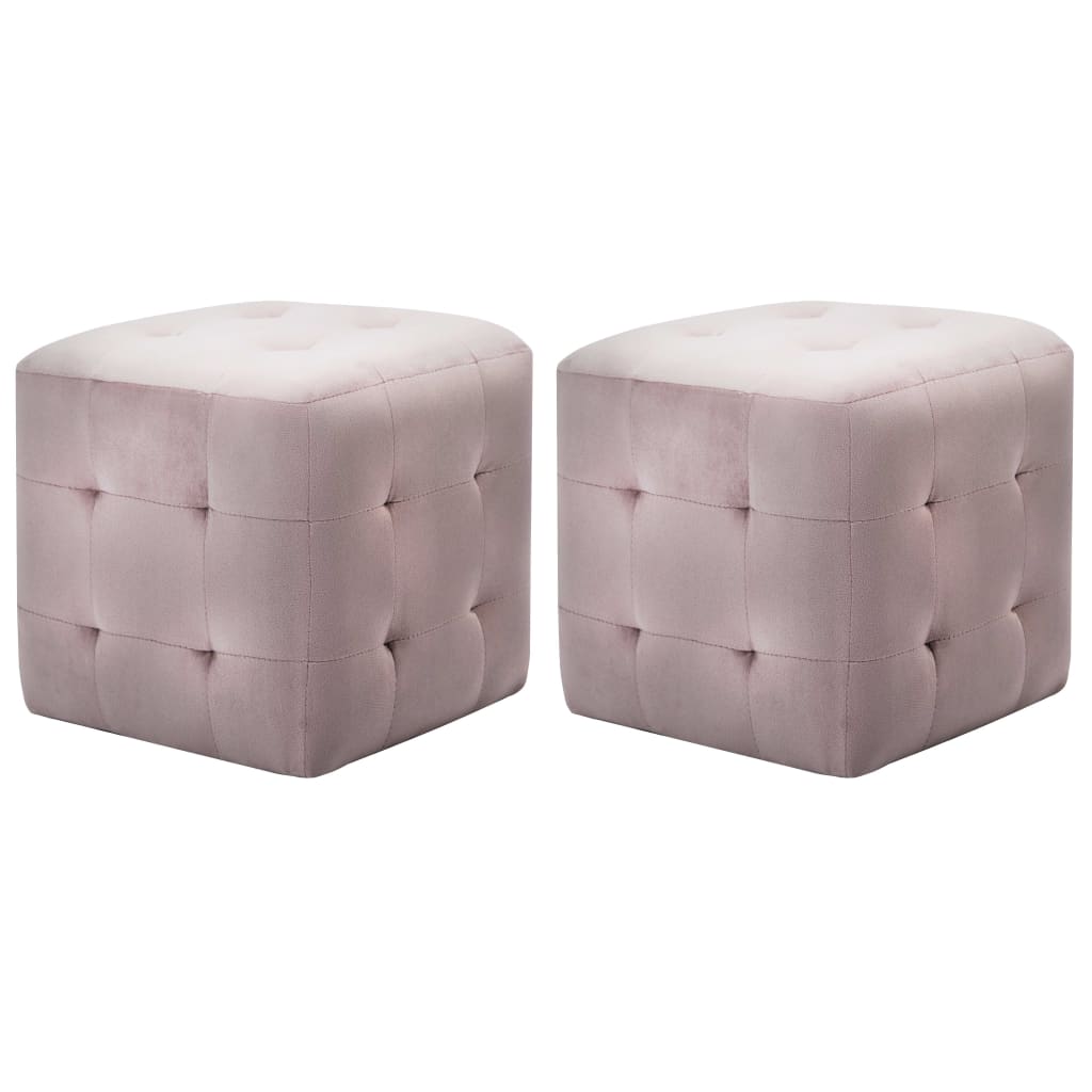 Ottomans, 2 pcs, pink, 30x30x30 cm, velvet (249020)