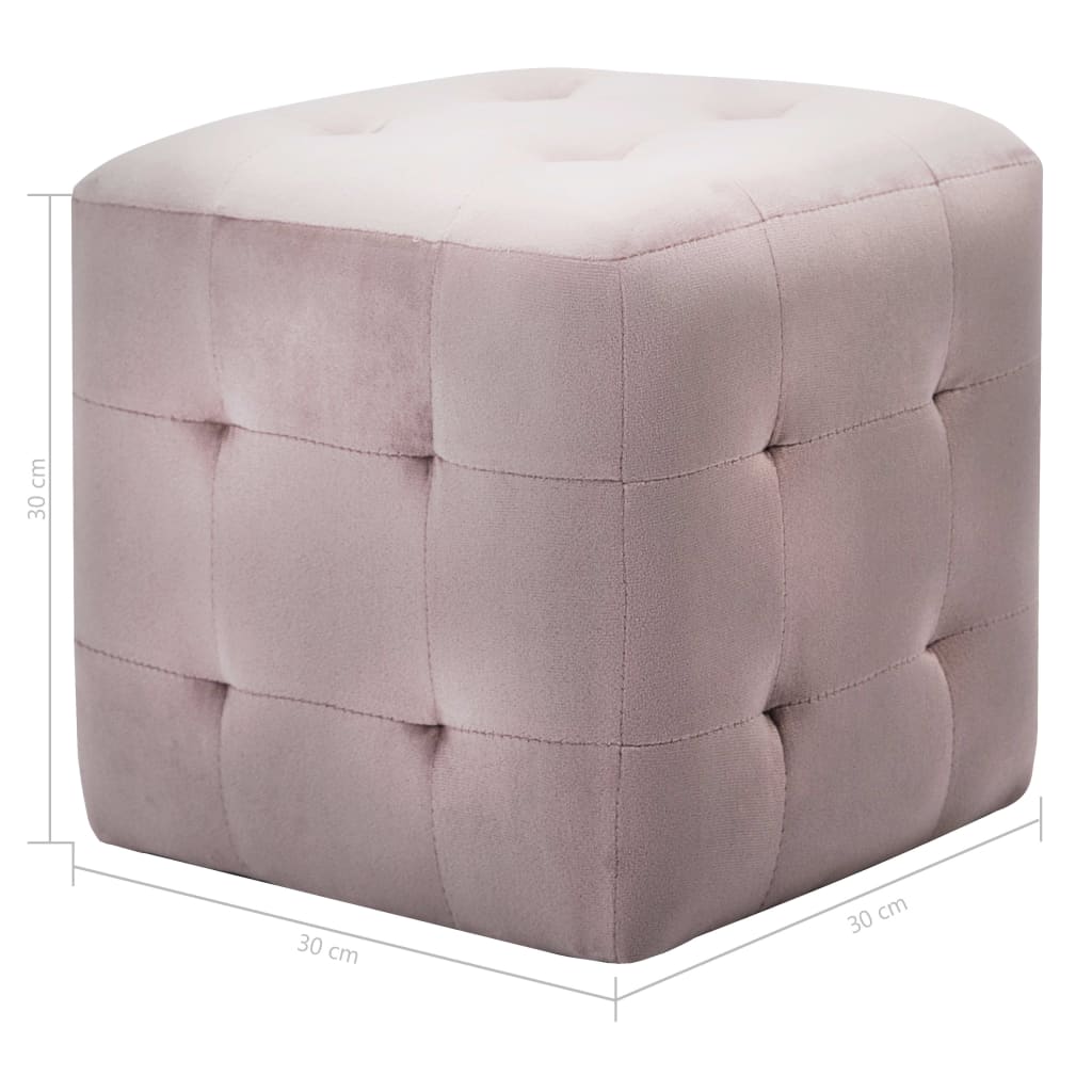 Ottomans, 2 pcs, pink, 30x30x30 cm, velvet (249020)