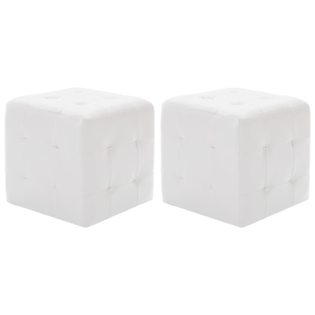 Ottomans, 2 pcs, white, 30x30x30cm, artificial leather