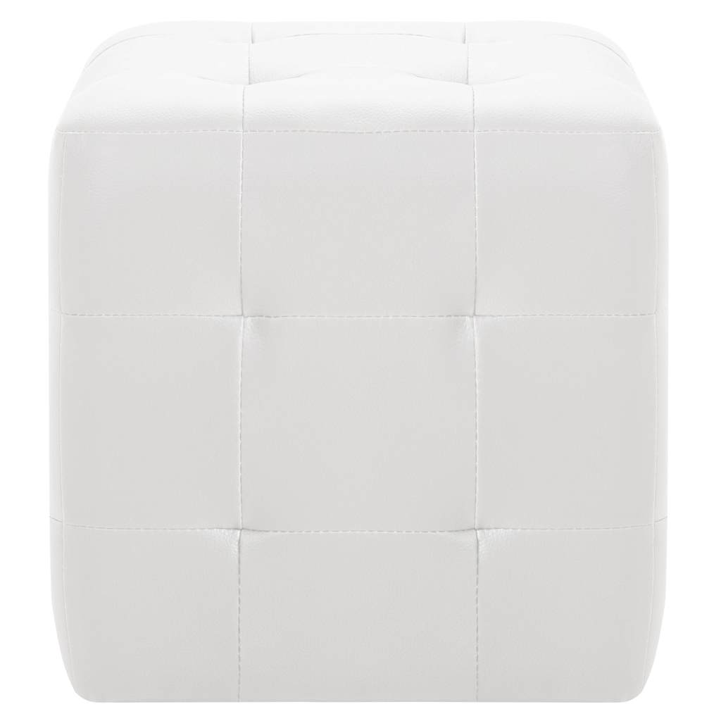 Ottomans, 2 pcs, white, 30x30x30cm, artificial leather