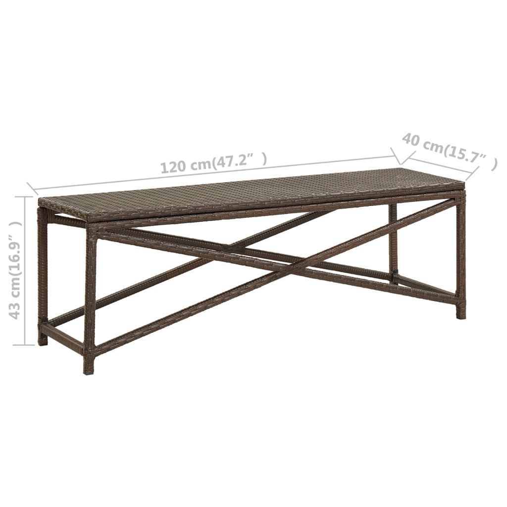 Dārza sols, brūns, 120cm, polirotangs