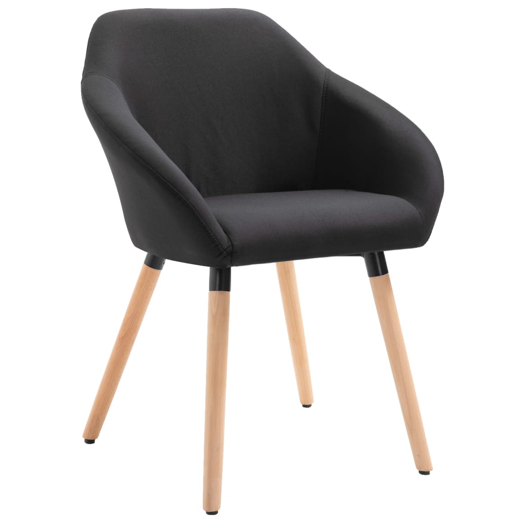 Dining chairs, 6 pcs, black, fabric