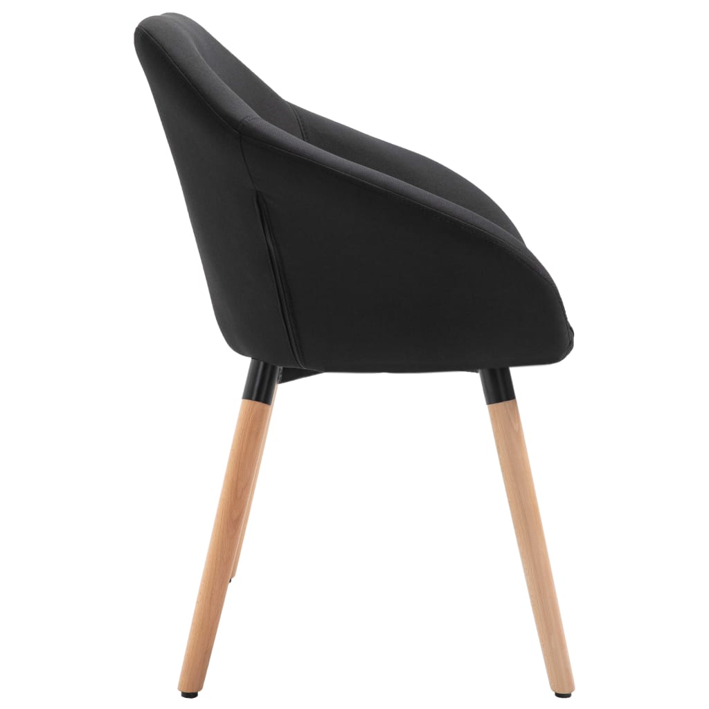 Dining chairs, 6 pcs, black, fabric