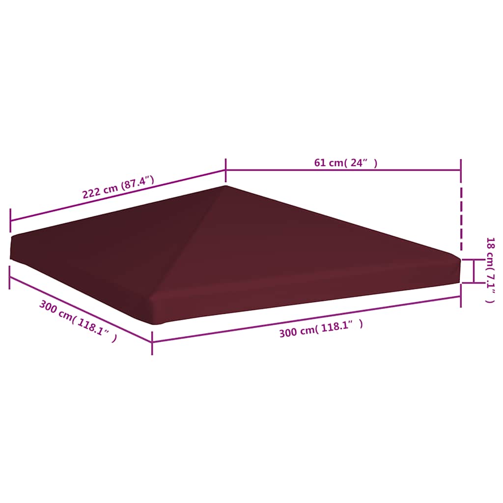 Gazebo canopy replacement, cherry, 3x3m, 310 g/m²