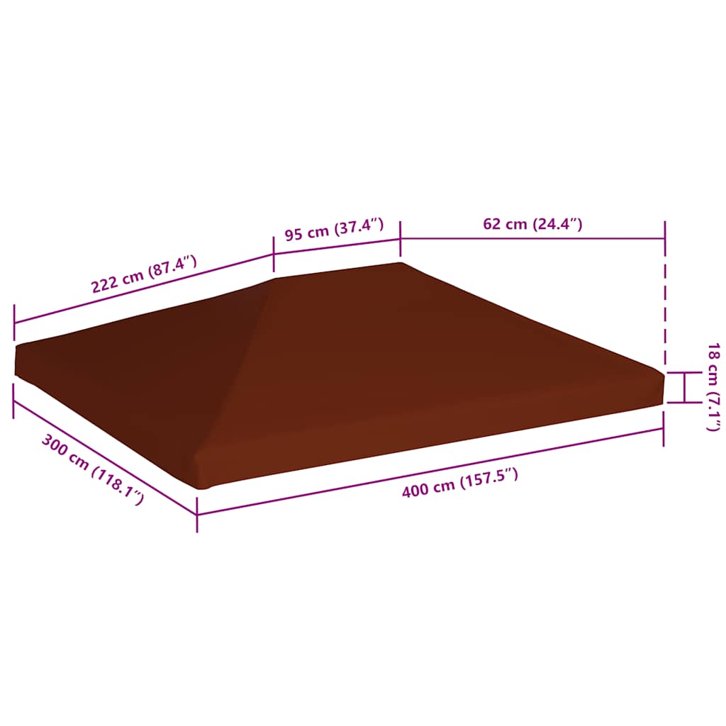Viršutinis pavėsinės uždangalas, terakota, 3x4m, 310 g/m²
