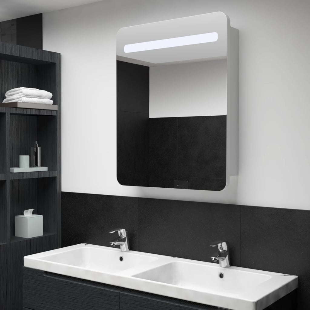 Spoguļskapītis vannas istabai ar LED apgaismojumu, 60x11x80cm